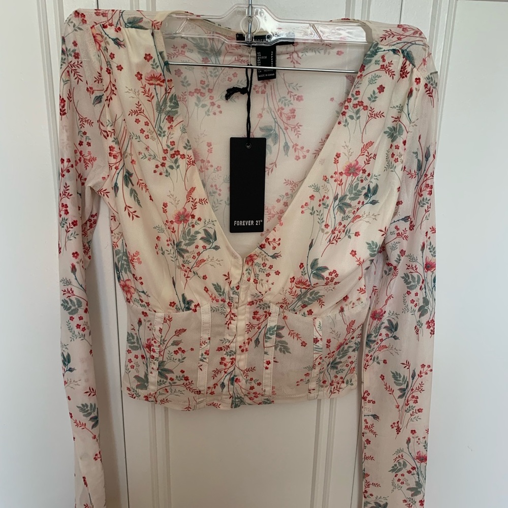 Sheer floral long sleeve